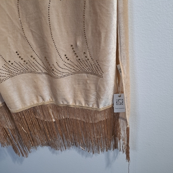 Pretty Persuasions Velvet And Rhinestone Scarf With Fringe - Picture 2 of 13